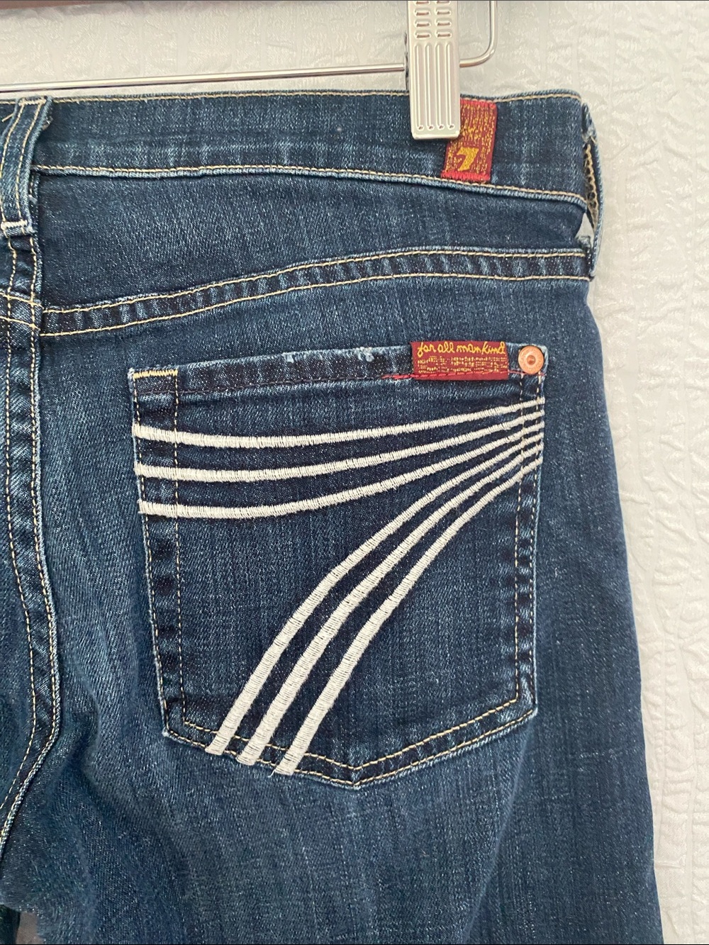 7 For All Mankind Dojo Lo Rise Dark Blue Flare Jeans Y2K - Picture 3 of 13
